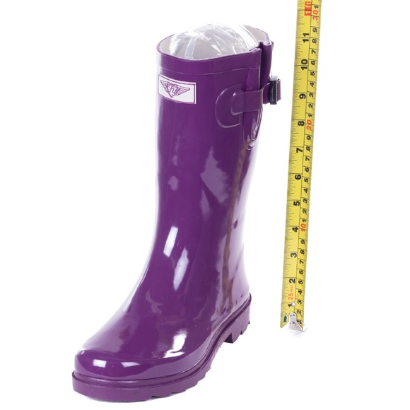 Women's Rain Boots, Rubber Mid Calf Rainboots, RB-1602, Purple - Picture 4 of 4